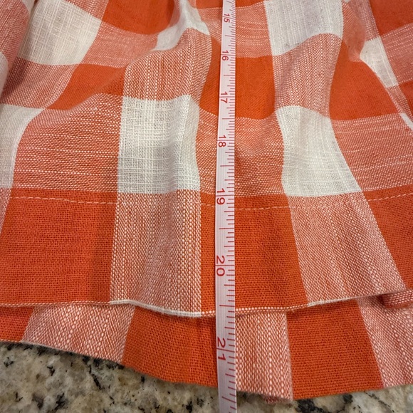 Pepaloves plaid linen blend mini skirt orange & white pockets SZ SM - Picture 9 of 11